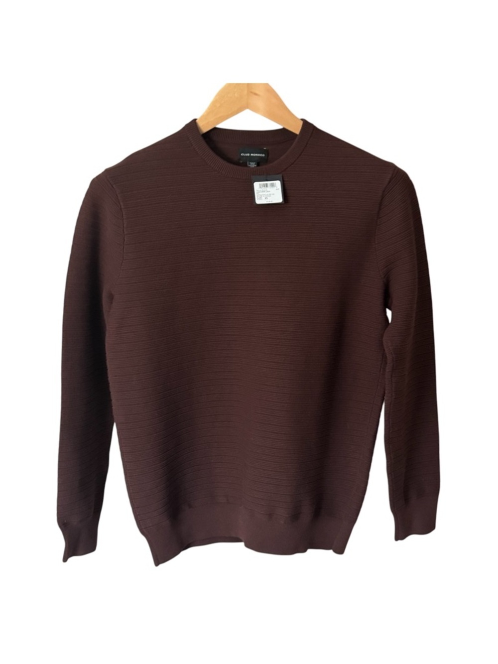 Club Monaco NWT Links Stripe Crewneck Sweater Burgundy XS